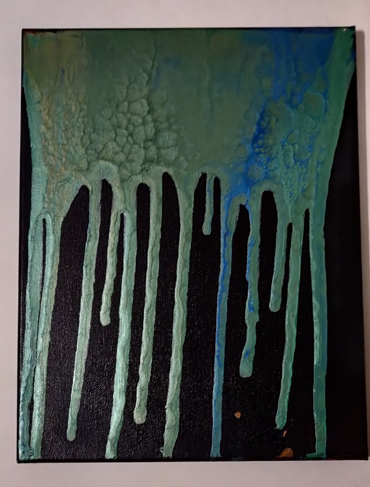Acrylic pour painting — «Frankenslime» – 10 7/8″ x 13 7/8″ – Elizabeth Rindone