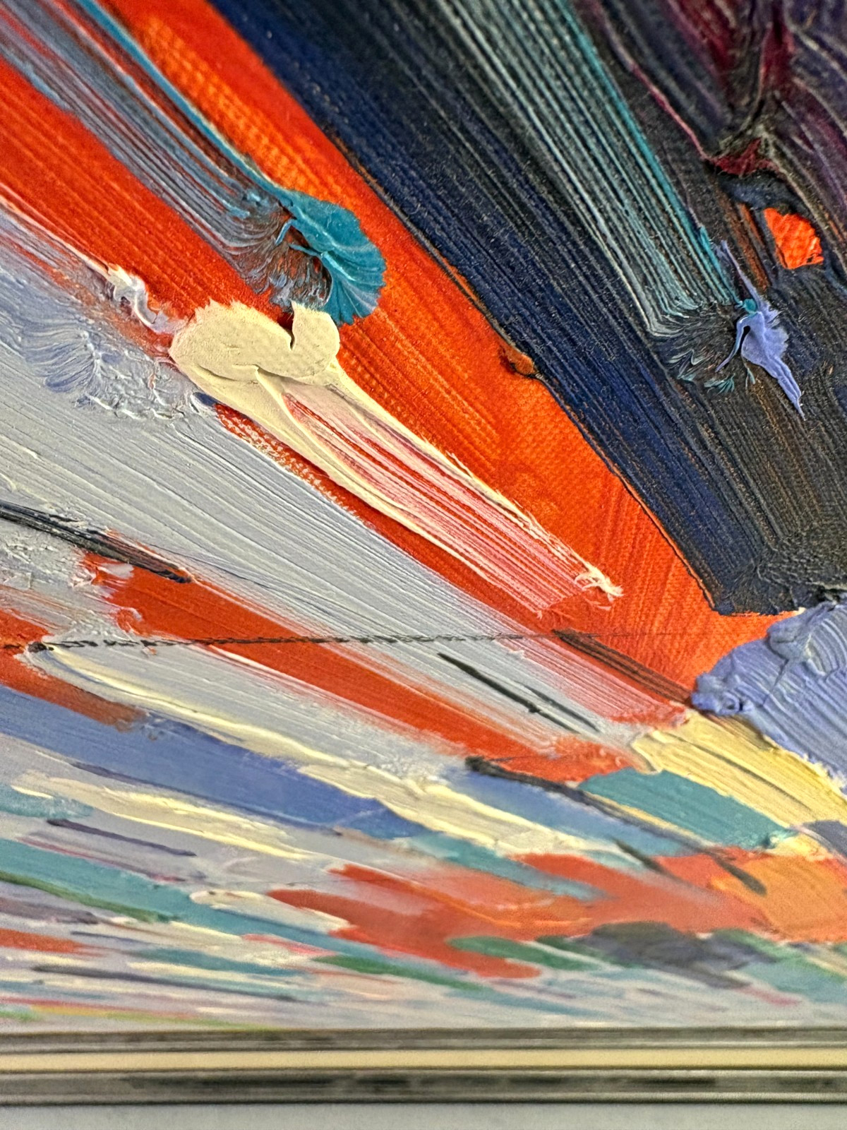 Abstract Expressionist Painting Colorful Impasto Canvas Framed & Signed Timothy