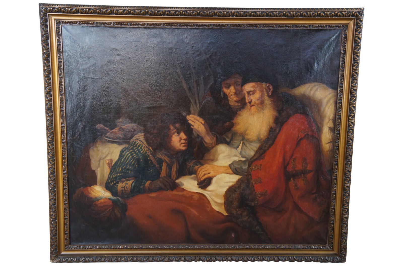 Isaac Blessing Jacob After Govert Flinck 18th C. Baroque Old Master Painting 63″
