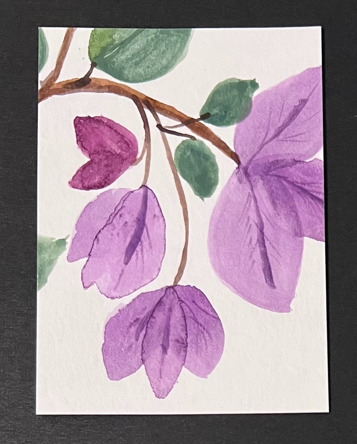 Bougainvillea Flower Purple ACEO 3.5 x 2.5″ Watercolor Painting OOAK Original