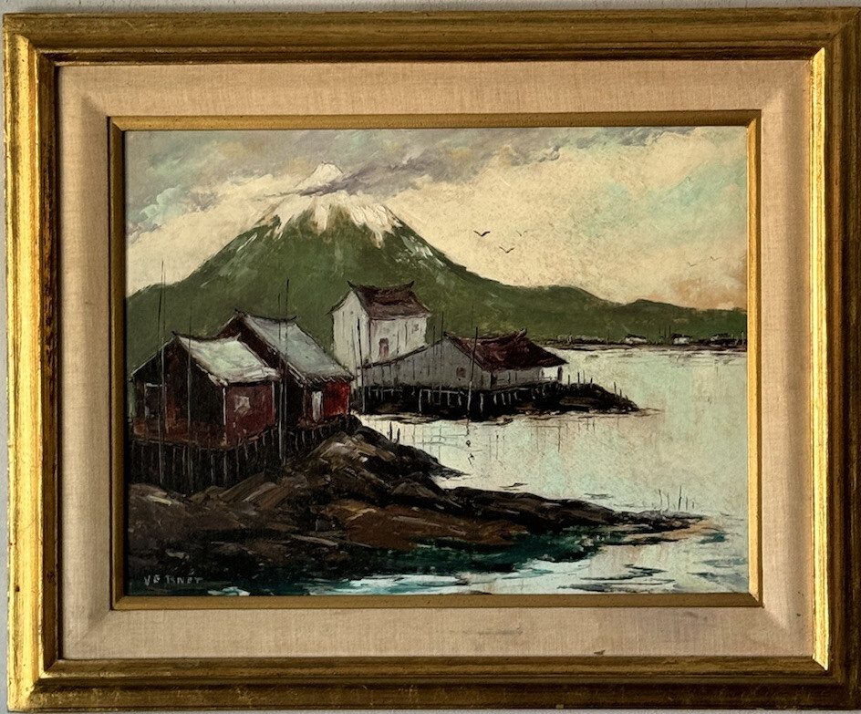 HELEN HAFER ANTIQUE MODERN CALIFORNIA LANDSCAPE OIL PAINTING TO RICHARD NIXON 69