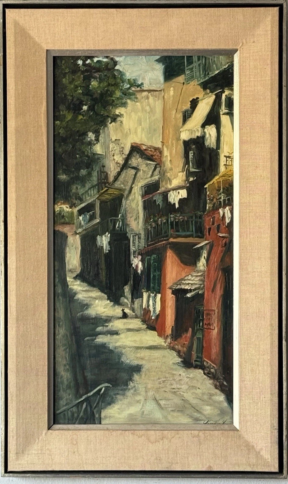 LINDA LEE ANTIQUE MID CENTURY MODERN ABSTRACT LANDSCAPE OIL PAINTING VINTAGE 60s