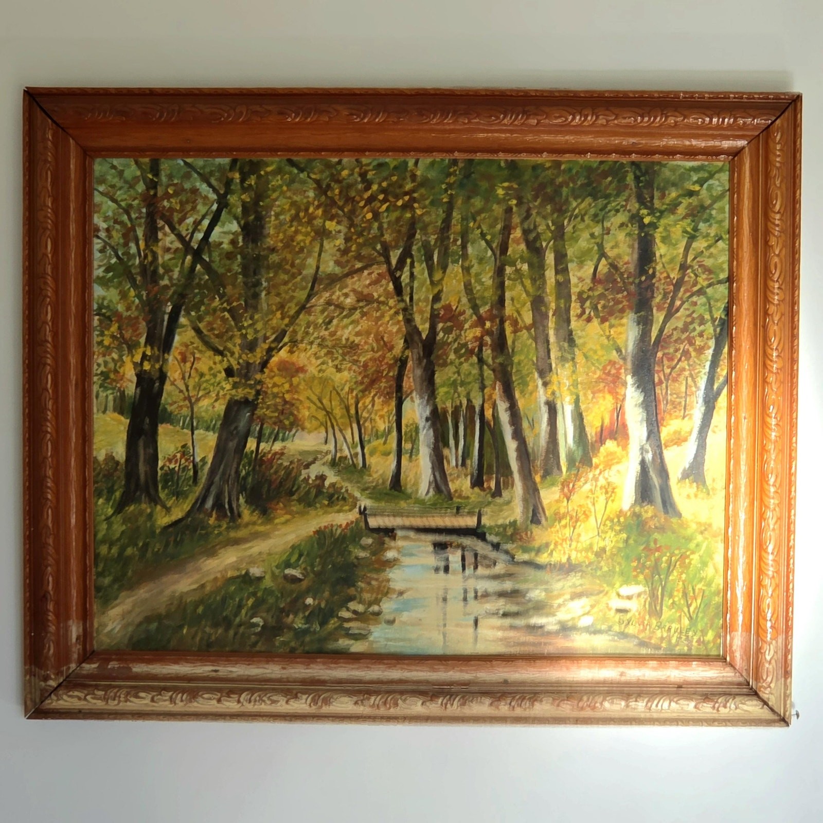 Sylvia Barkley Original Oil Painting Forest Landscape Impressionist Signed 1950