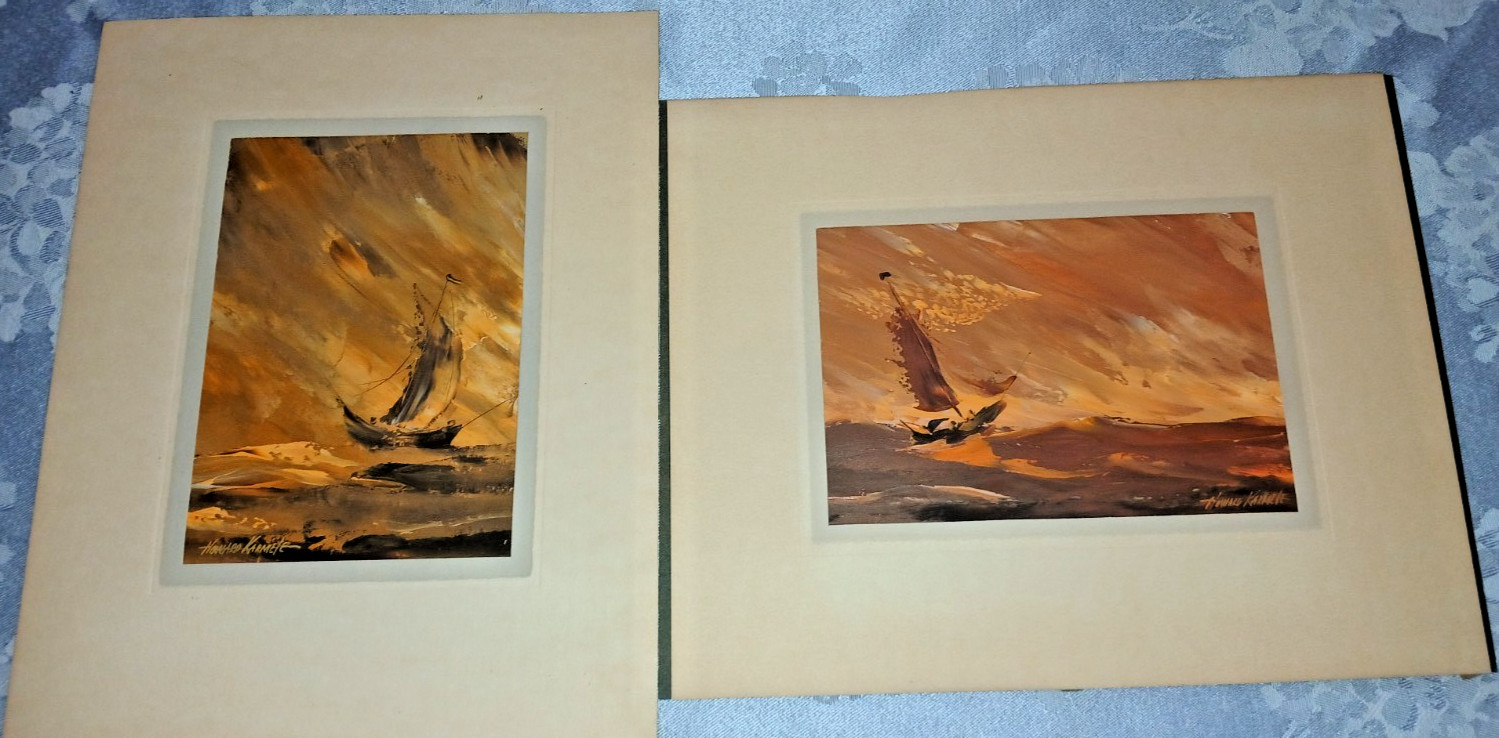 Vintage 50’s HOWARD KARMELE Ships SHIP Sailing OIL PAINTING SET of 2 Paintings