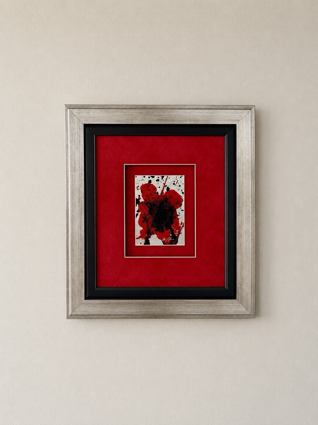 Dominic Pangborn Original Red Abstract Gallery Framed Private Collection COA