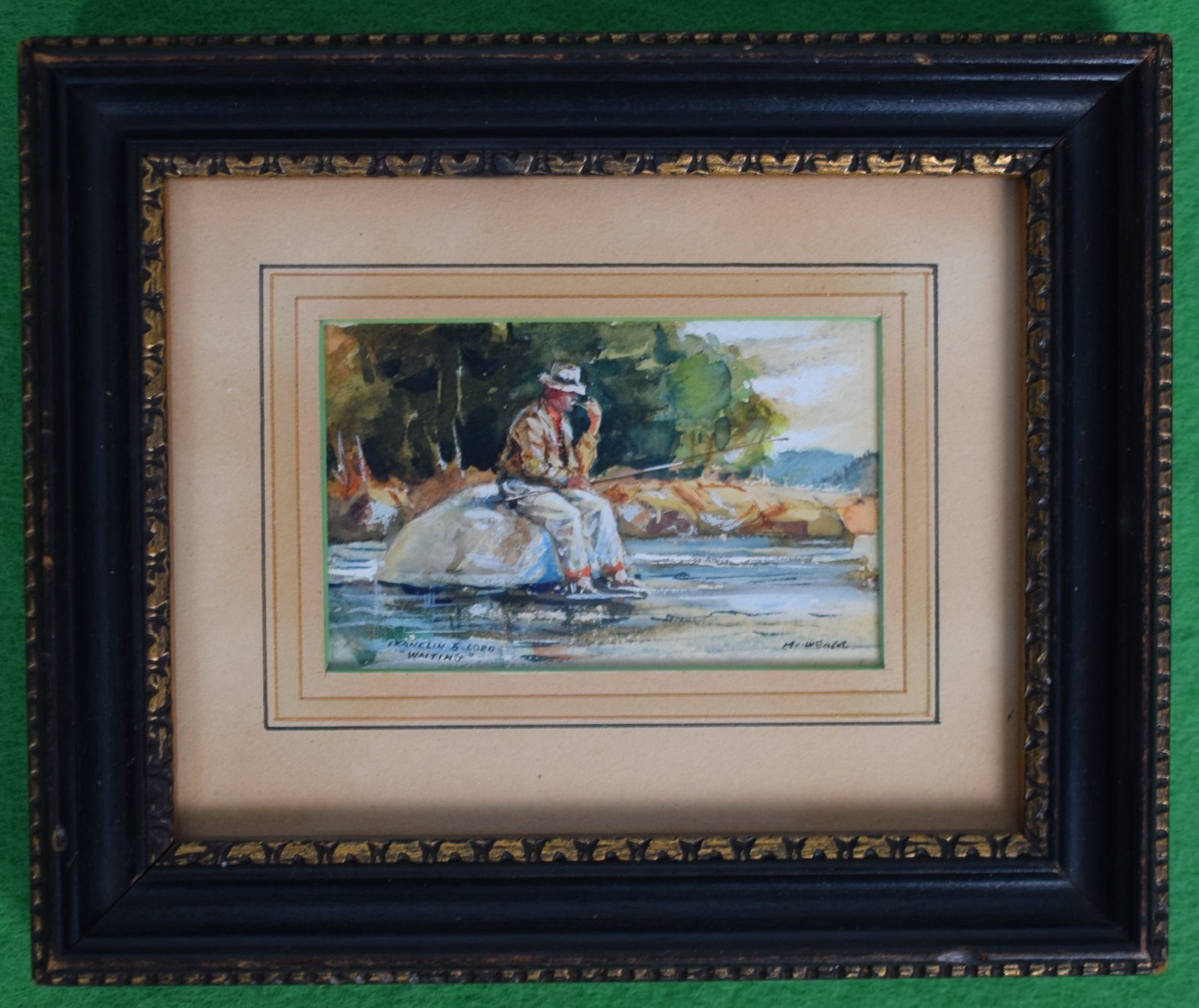 Franklin & Lord «Waiting» Fisherman Watercolor by Milton Weiler