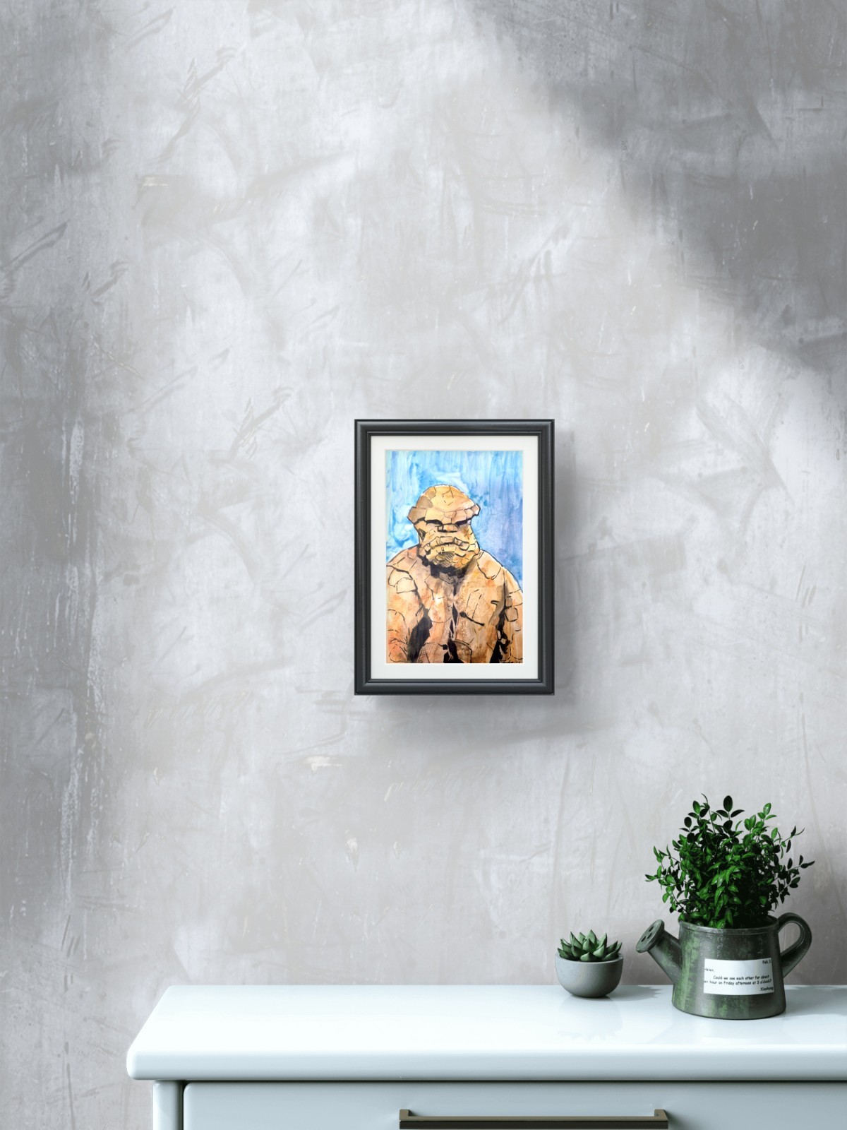 Comics Superhero Ben Thing Watercolor Home Decor Collector Art 8 x 5