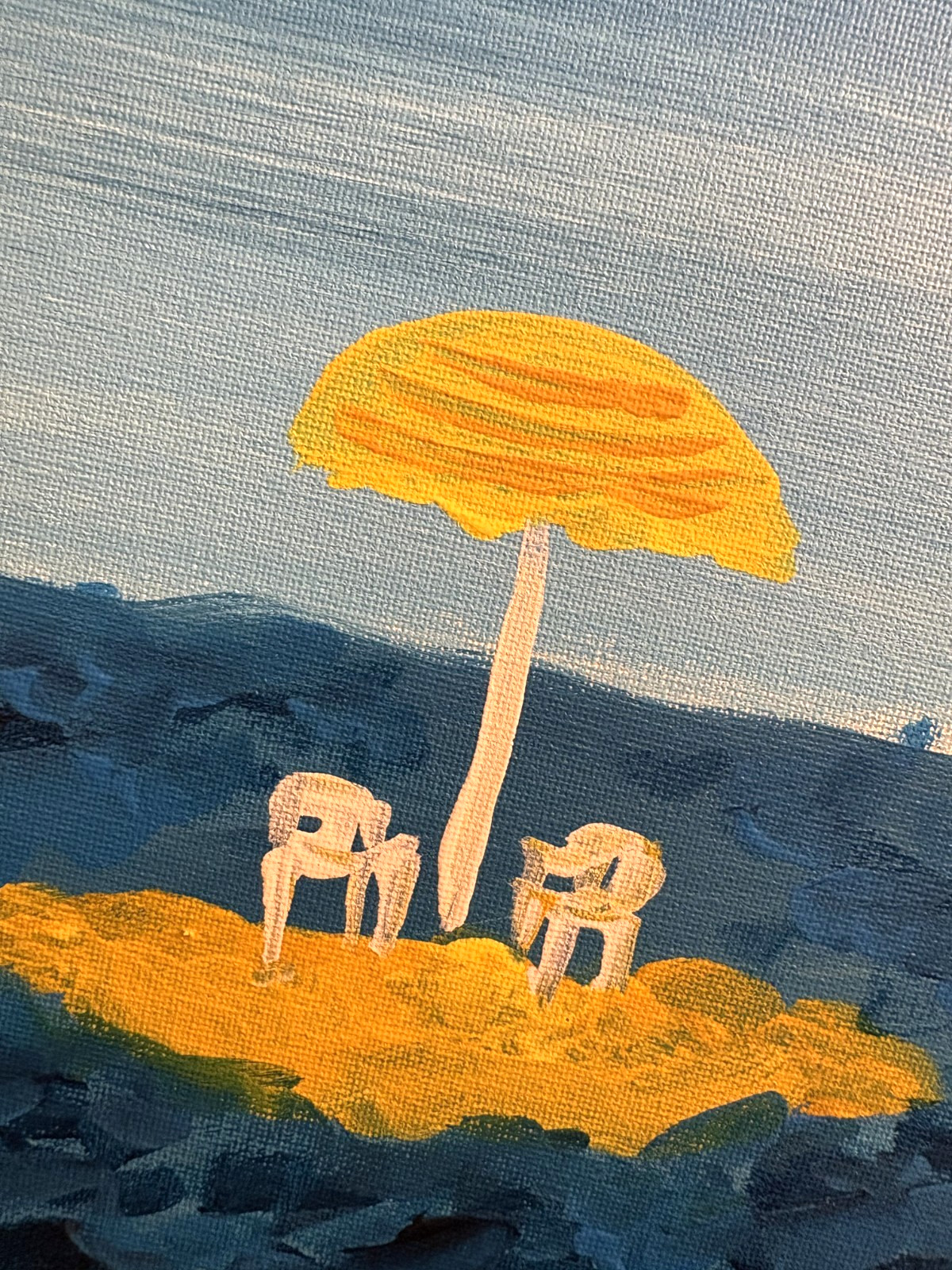 Lonely Blue Island 12×16 Canvas Abstract Matisse Colorful Beach Original Art