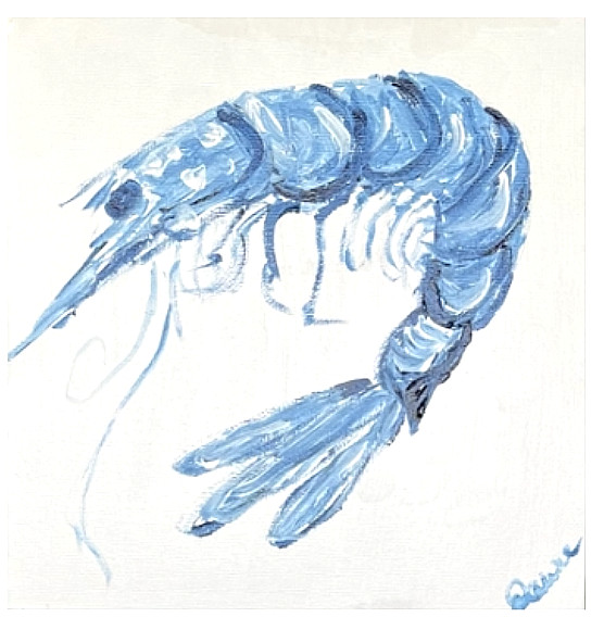 Blue Shrimp Impressionist Ocean Life aquatic Original Painting Acrylic
