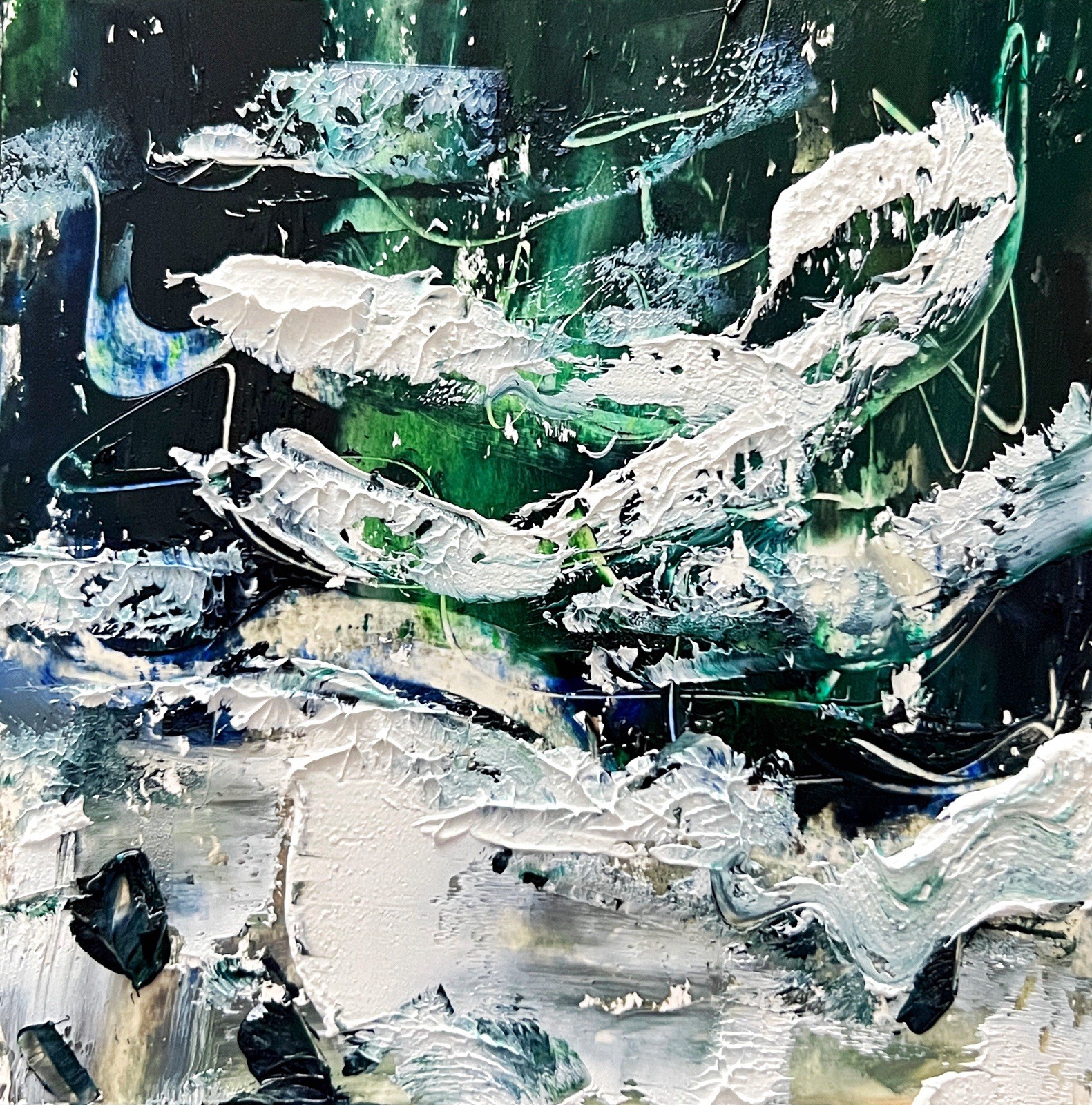 Australia Noosa Surf• Expressionist Coastal Mood Navy Blue Green White Painting