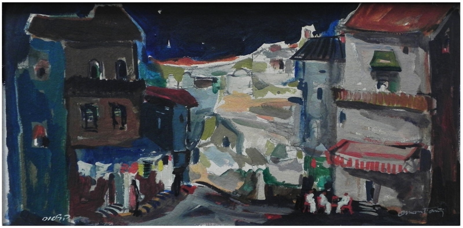 Carlos Montañez: View in Jaffa at Night 1980s / Uruguayan Jewish Latin American