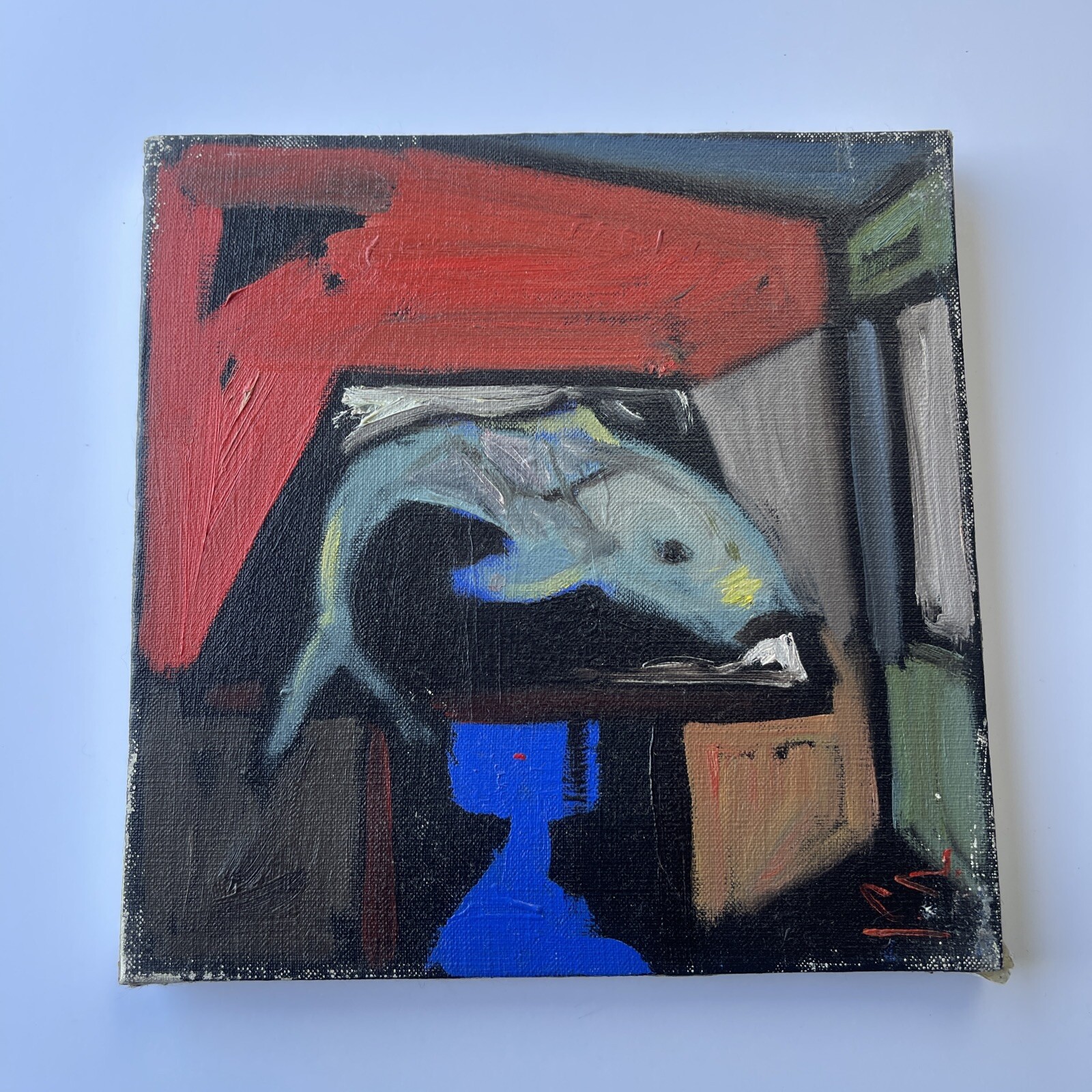 CHRISTOPHER NAYLOR PAINTING fish cubism EXPRESSIONISM MODERNISM LISTED OIL small