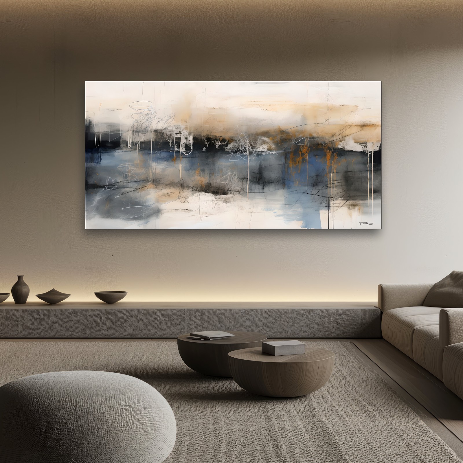 Large Abstract Canvas Painting, Textured Canvas wall art, Framed, Signed