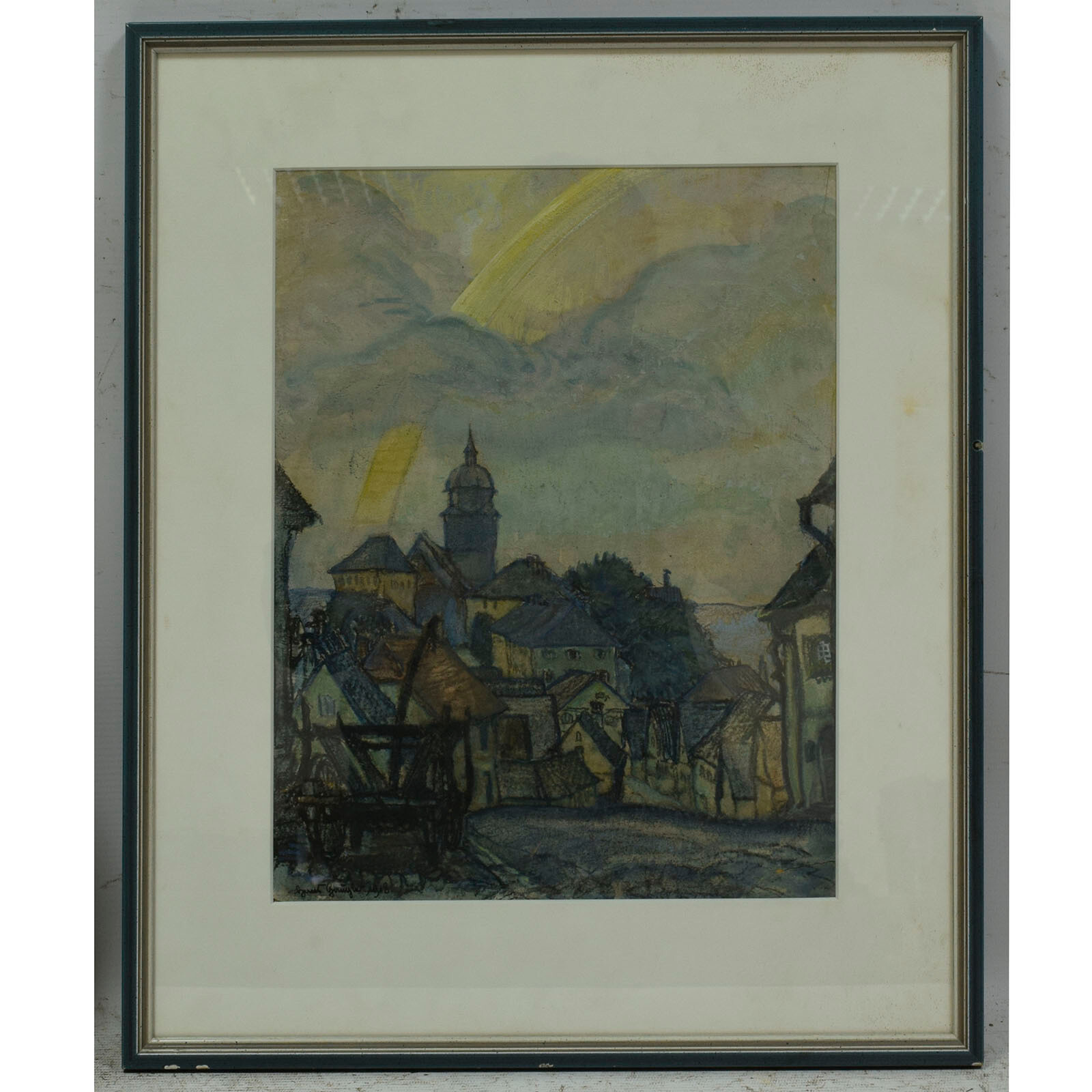 1918 Hans GAUGLER (1892-1978) ARTPRICE Old mixed media painting village view