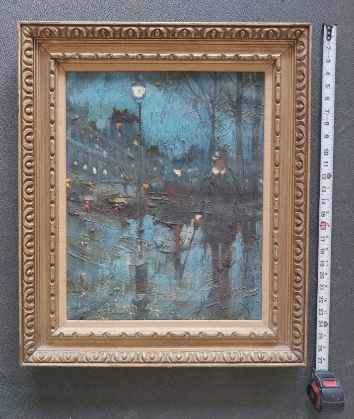 Old Vintage Oil Painting 16 x 20 (Frame 26 x 22) Fair/Poor Cond. Paint chipping