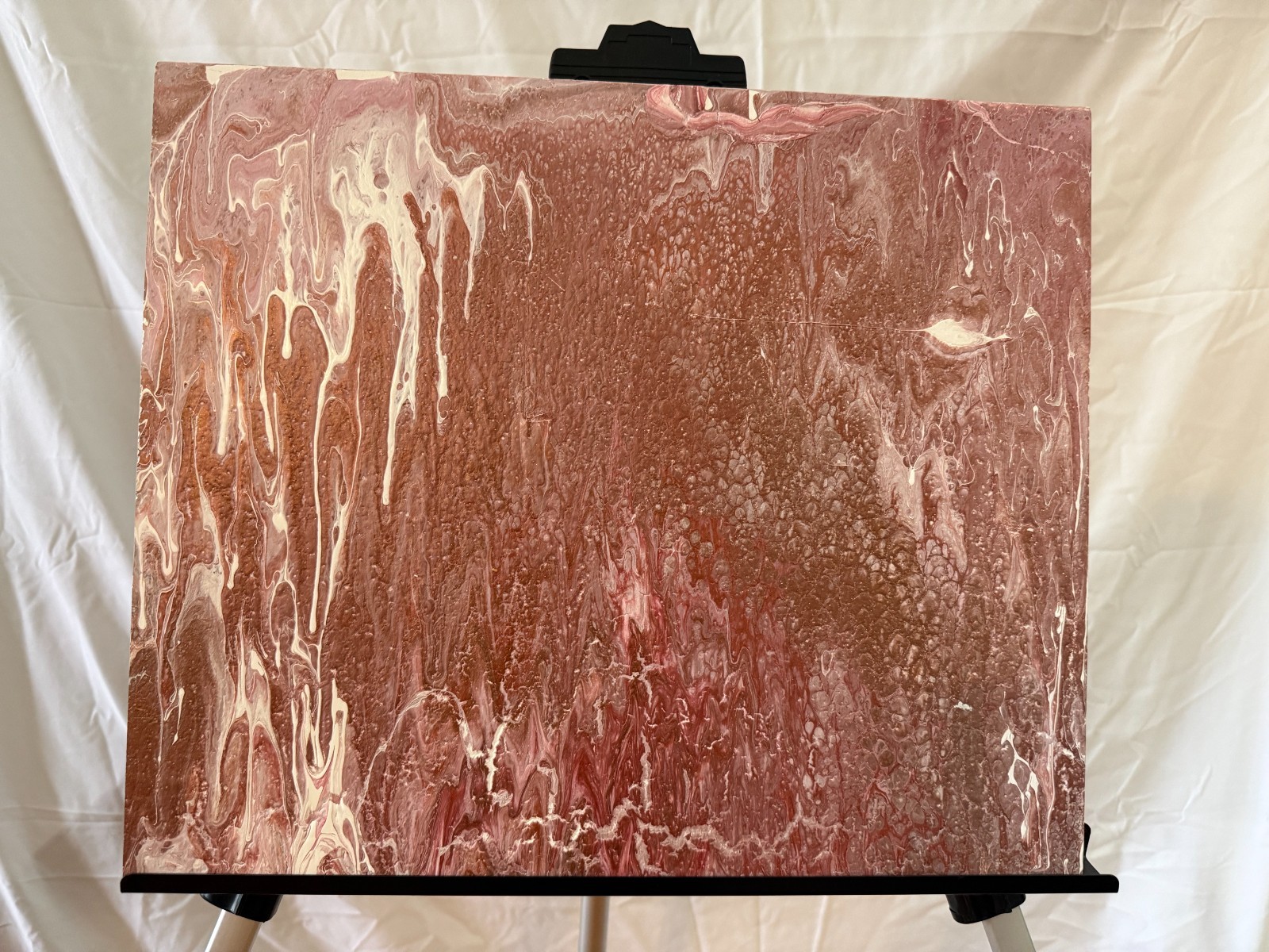 Abstract Acrylic Pour Painting Set of 3 on Wood 14×16 Coastal Art