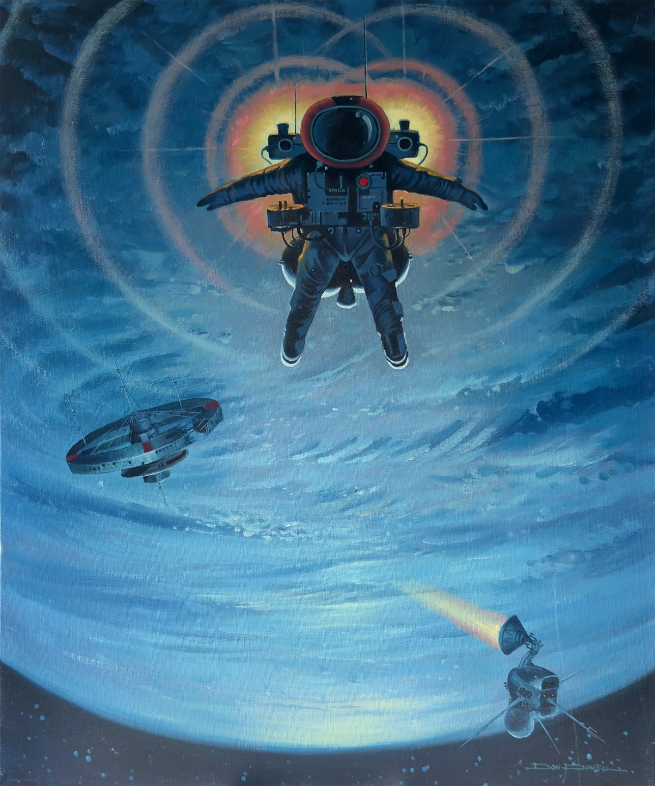 Apollo Inspired Astronaut in Space Sci-Fi Art – 20×24 inch oil on canvas