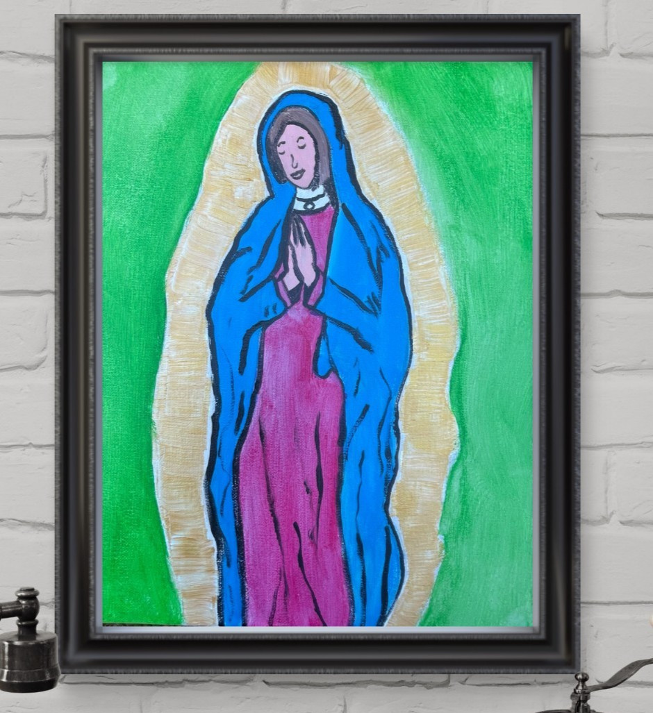 Messa Art: Blessed Mother 11×14 Abstract Impressionism Original Artwork onCanvas