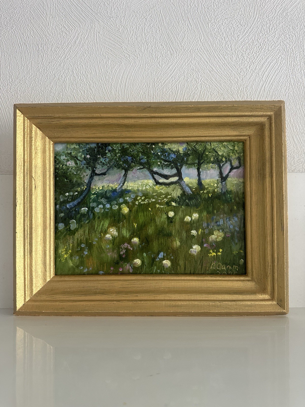 original oil painting Meadow Landscape Dandelions 15х21cm Wall Art Flowers Trees