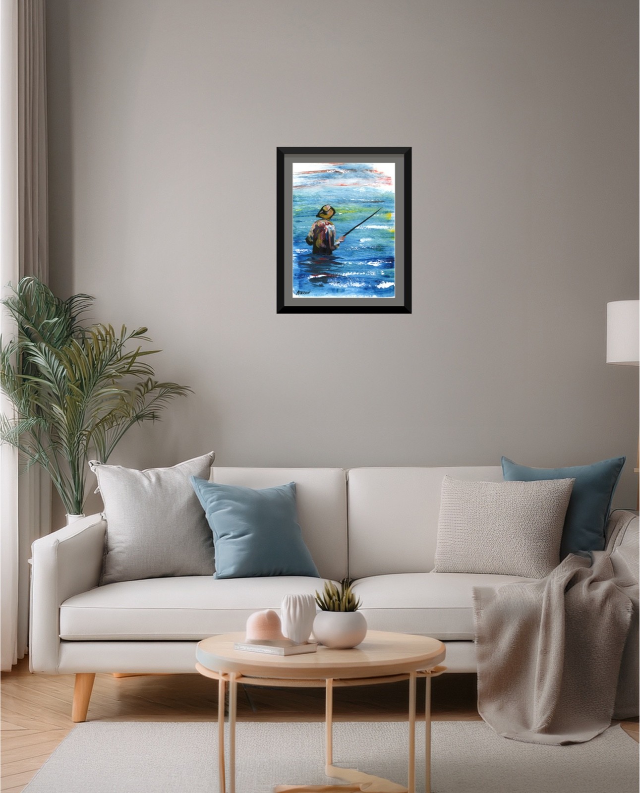 9×12 Original Fly Fishing River Painting Art Acrylic Father’s Day Fisherman