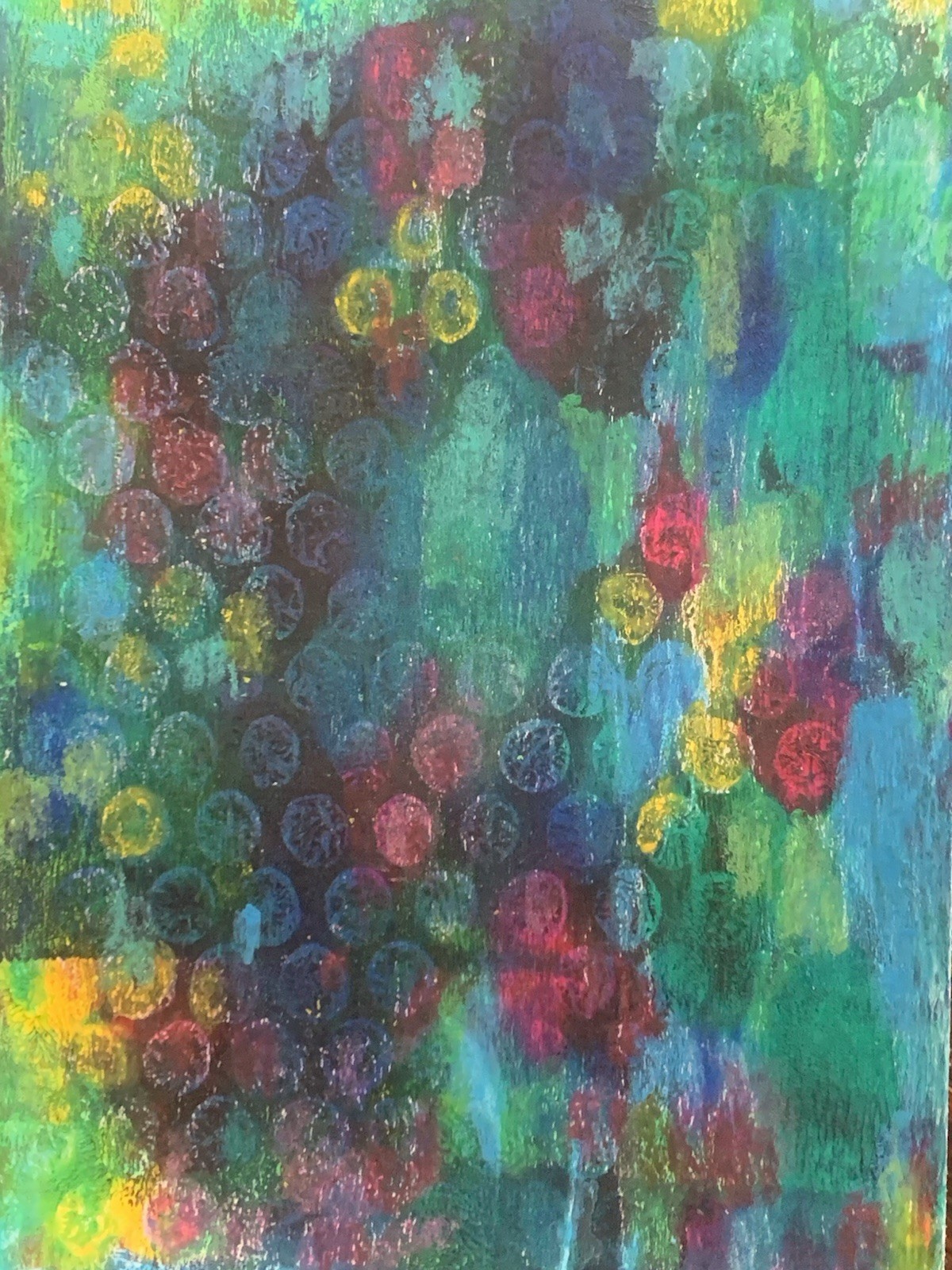 Original Abstract OOAK Mixed Media Acrylic Oil Pastel Painting on Paper Unframed