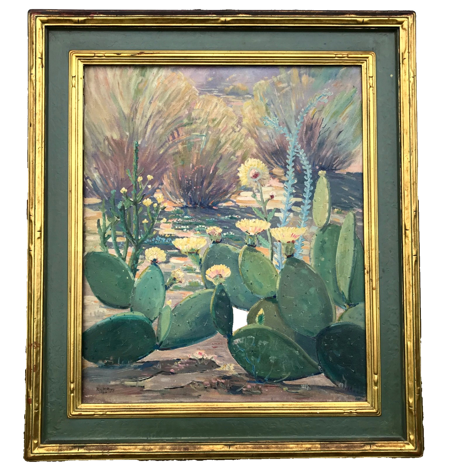 ROY M. ROPP 1933 Desert Sunshine & Flowers Oil Painting California Listed Artist