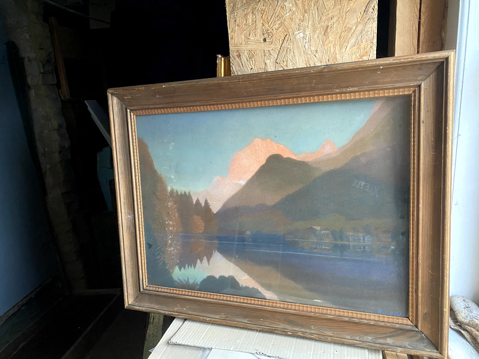 ::PASTEL °HINTERSEE WITH EQUESTRIAN ALPINE ALPS °RUDOLF ZIHR °ART NOUVEAU EVENING GLOW