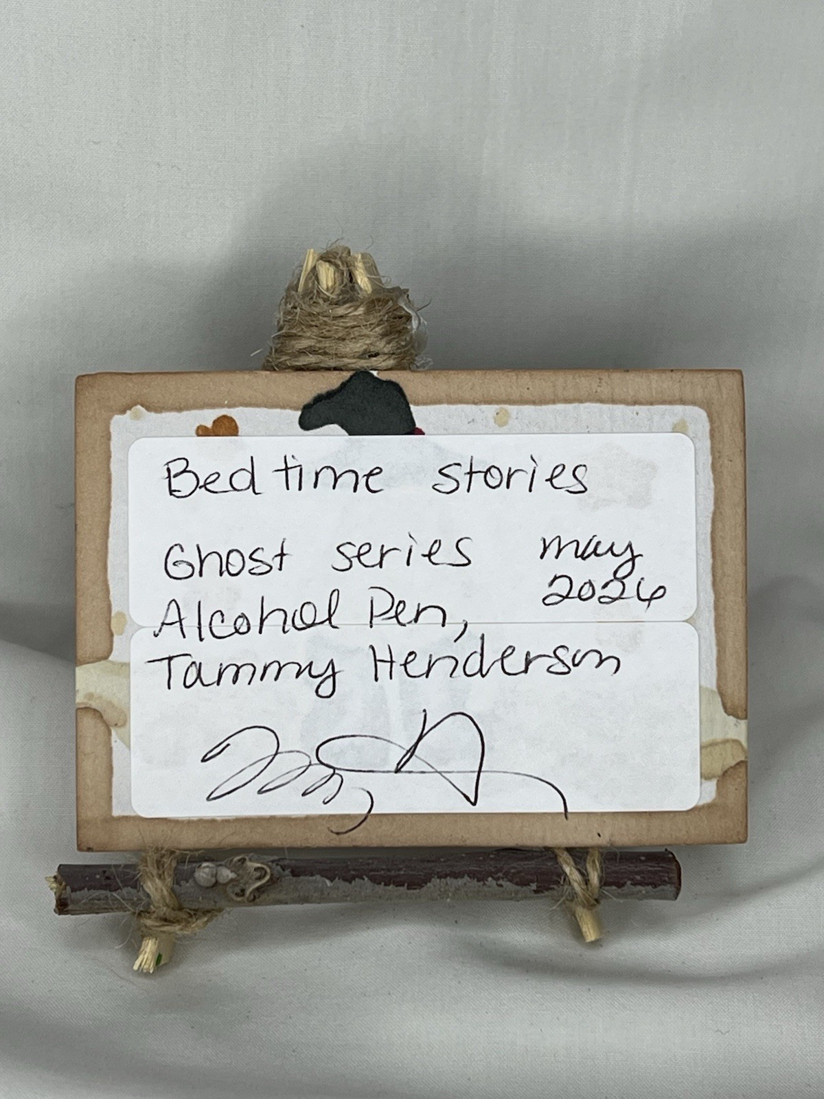ACEO “Bed time stories” Ghost Alcohol Ink Paper Painting Signed 2026 OOAK