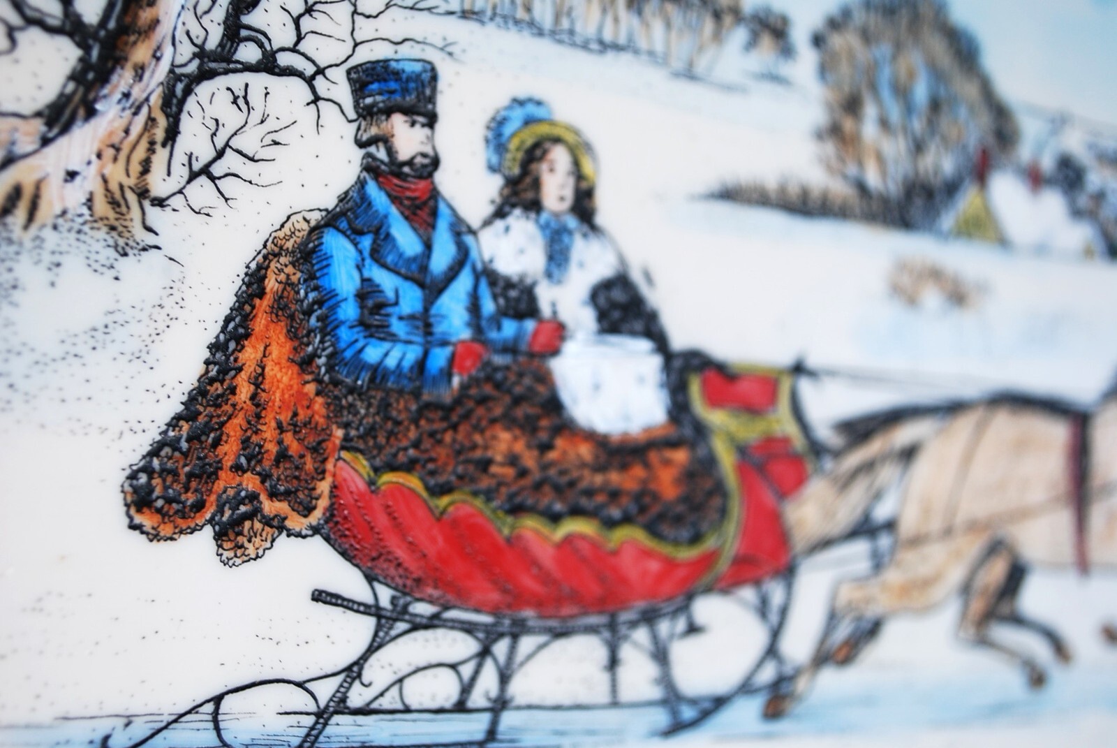 Hand Colored RARE Currier & Ives ARTINI ENGRAVING ‘THE ROAD WINTER’ Framed 17.5″