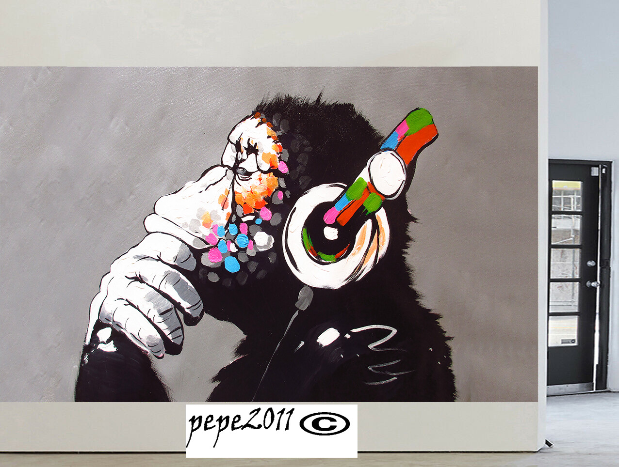 Canvas Street Art Print DJ MONKEY chimp Painting wall decor