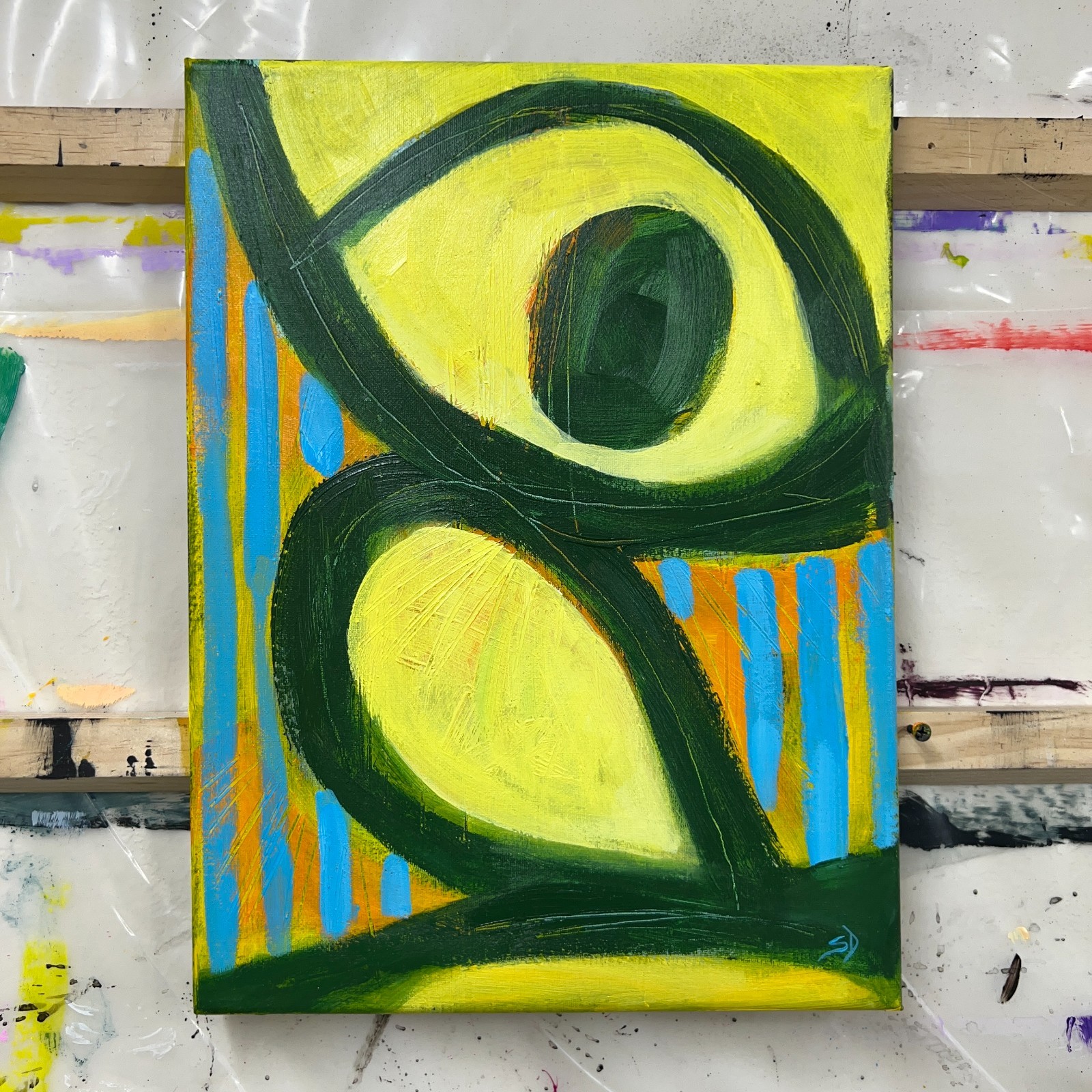 Stylized Figure Painting Bold Lines Modern Expressionist Canvas Art 12×16