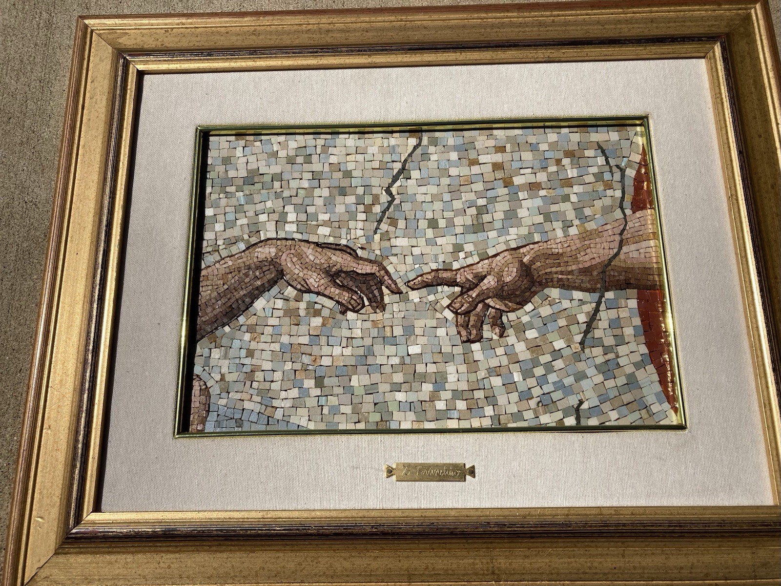 RARE VATICAN LARGE ICONOGRAPHIC MICRO MOSAIC MASTERPIECE SIGNED TRAVERSARI 1999