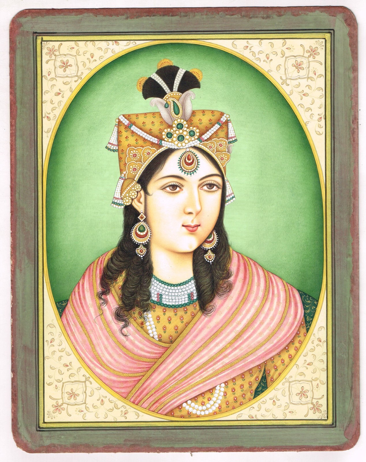 Empress Mumtaz Mahal Portrait Handmade Mughal Painting On Paper 8.5×11 inches