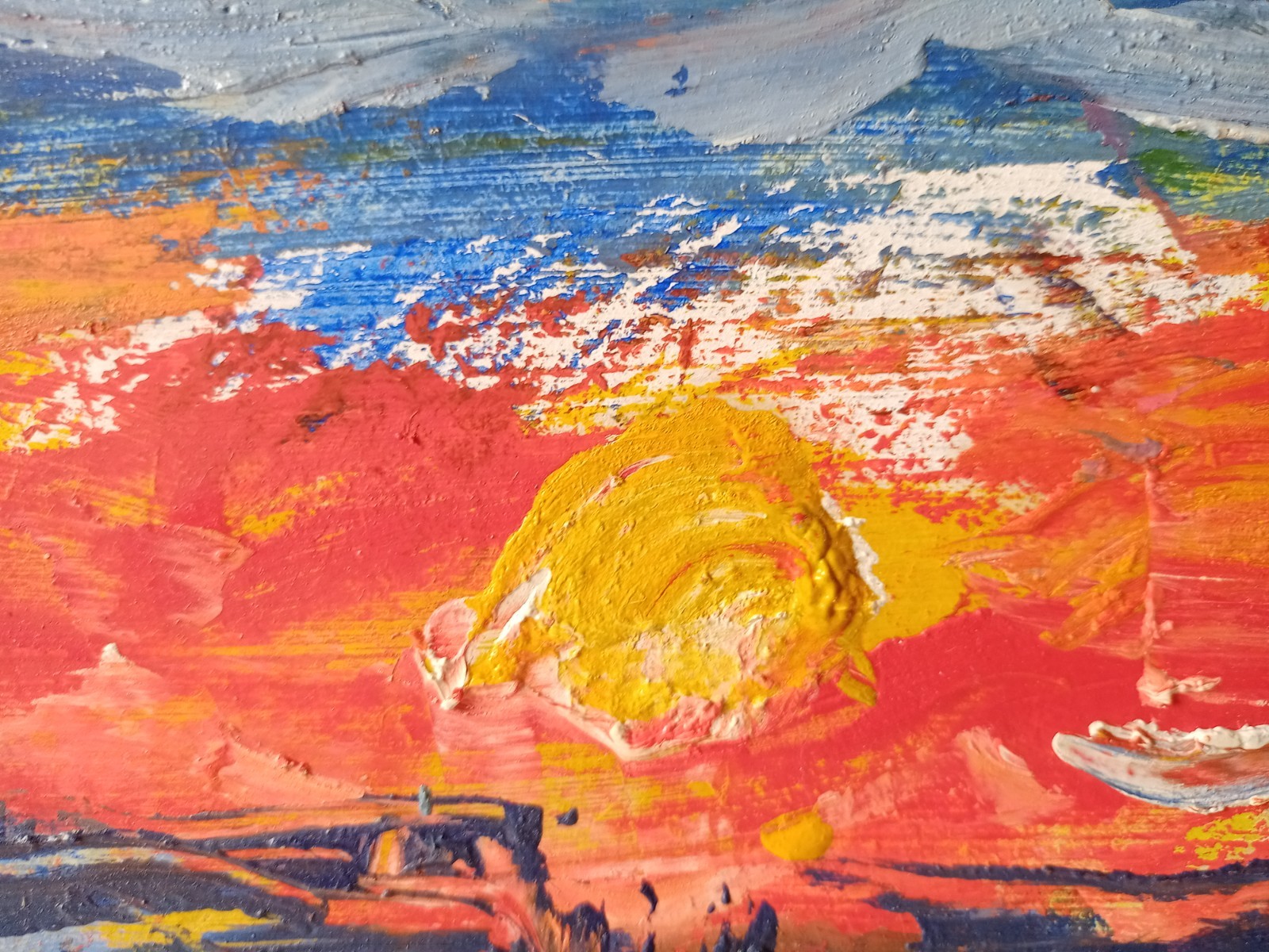 Sea Impasto Painting Original Art Impression Oil Painting 7.8 x 10 in