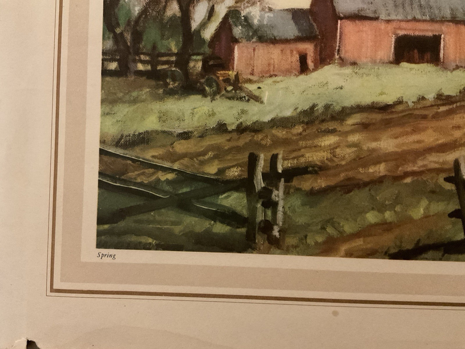 Vintage Spring Farm Scene Litho Picture 14 X 18 By H. C. Walcott