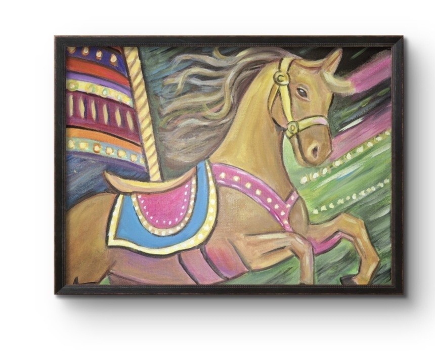 Carnival Magic Ride 11×14 Canvas Acrylic Painting