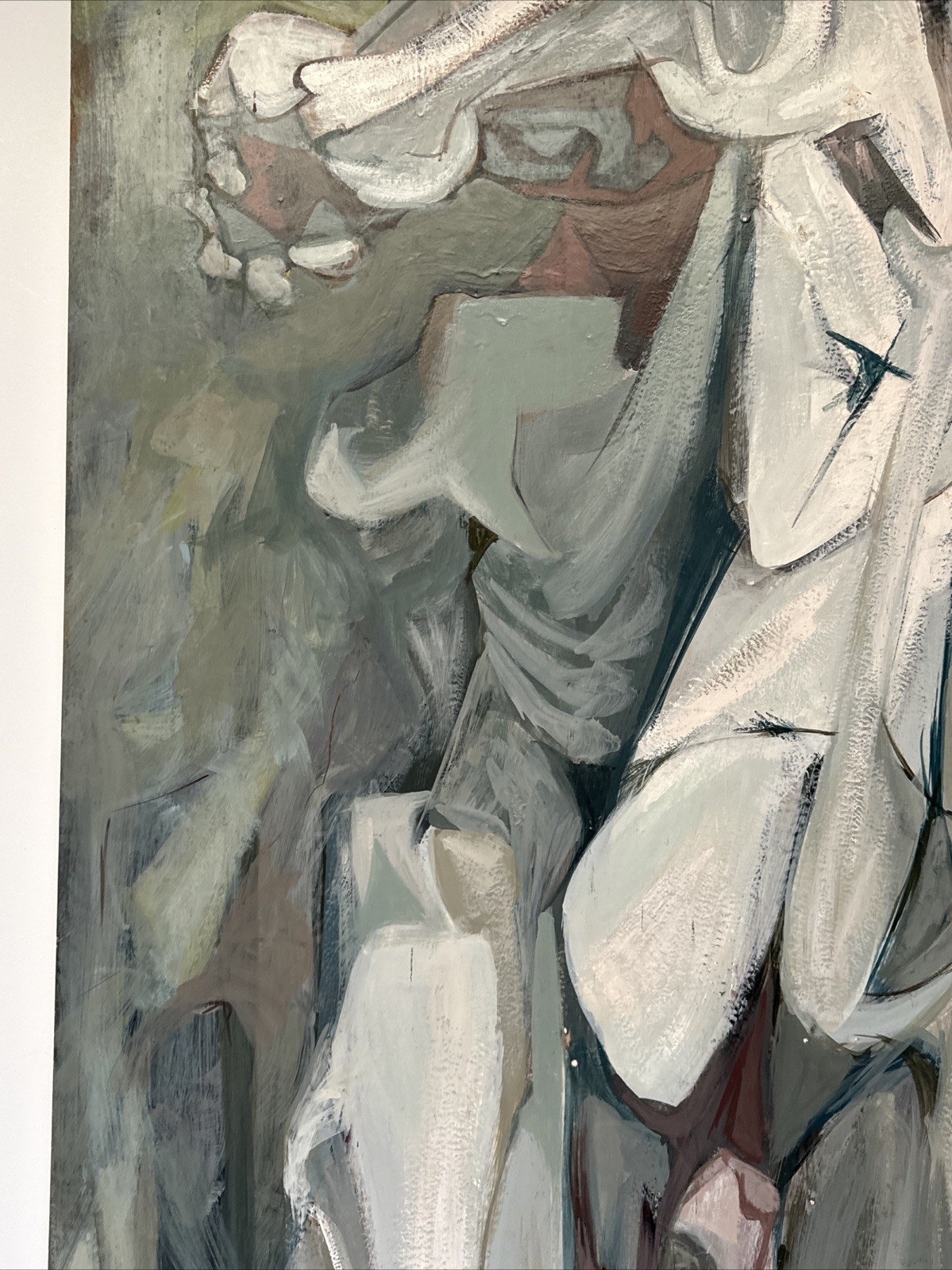 LARGE MID CENTURY PAINTING ABSTRACT CUBIST EXPRESSIONIST PORTRAIT MODERNIST OIL