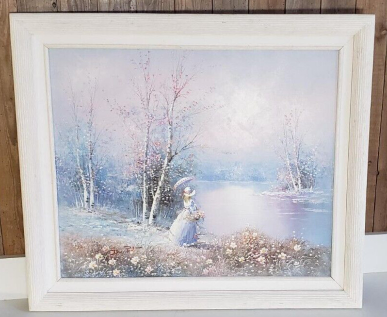 Alfred Du Pont Original Oil Canvas (1904 -1982) Signed Lady water Framed 29″x25″