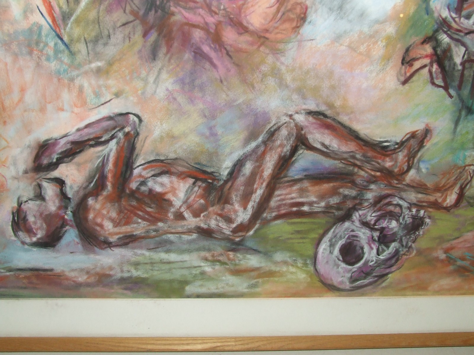 Huge Tortured Souls Framed Signed Pastel Painting by Listed Artist Suzanne Hodes
