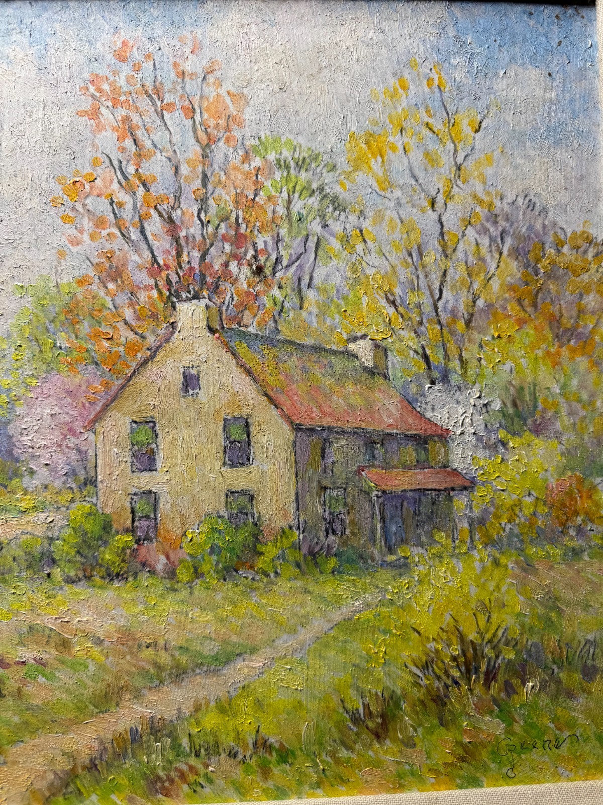 Superb Albert Van Nesse Greene (1887 – 1971) «Country Home Scene» Oil Painting