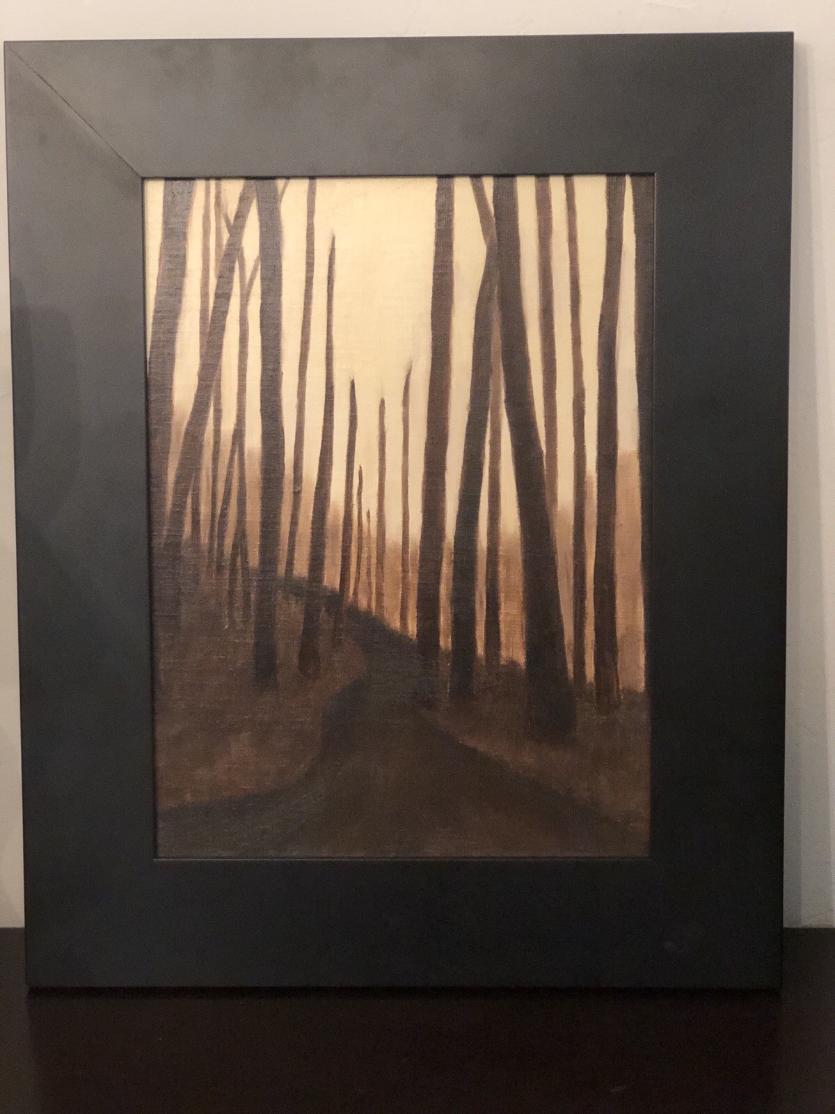 Dark Nature Tree Landscape Oil On Linen Framed Signed “Last Light” Moody Sunset