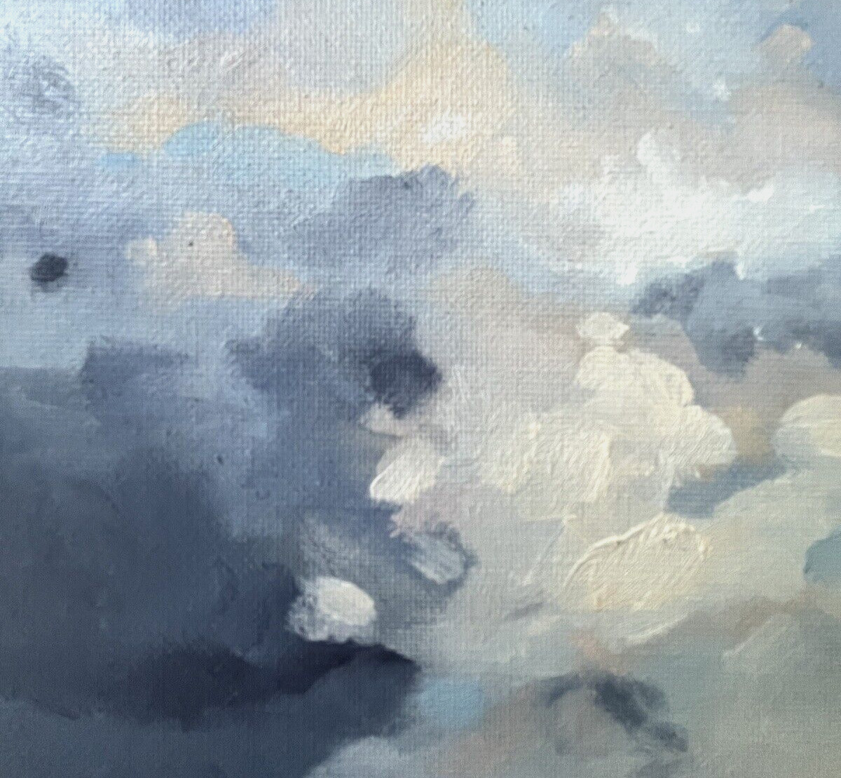 Paris Sunset Original Abstract Oil Painting Canvas Board Rich Textures Sky Blues
