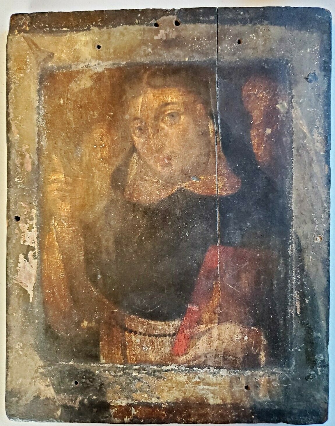 Very Rare 15th, 16th Century Old Master Portrait Painting on Wood, c 1490