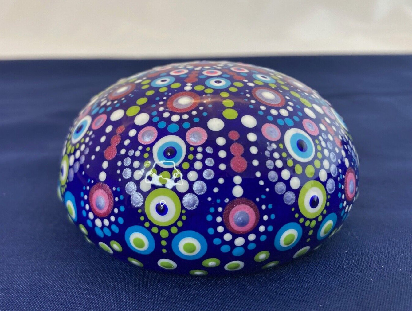 Mandala Dot Painted Rock Stone Dome – Blue, Pink, Purple, Green, White