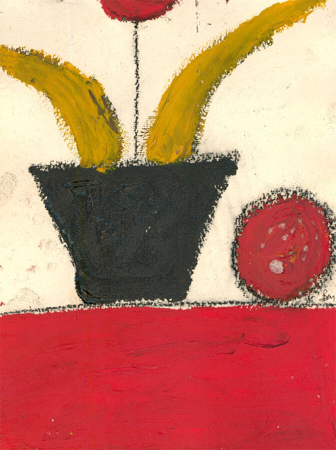 Ben Carrivick – Contemporary Oil, Abstract Flower with Ball