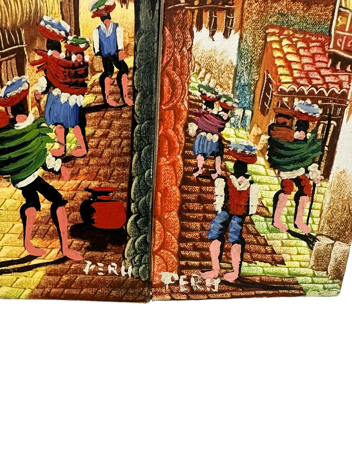 Peruvian Street Scene Oil on Canvas Signed Original Artwork Painting Peru