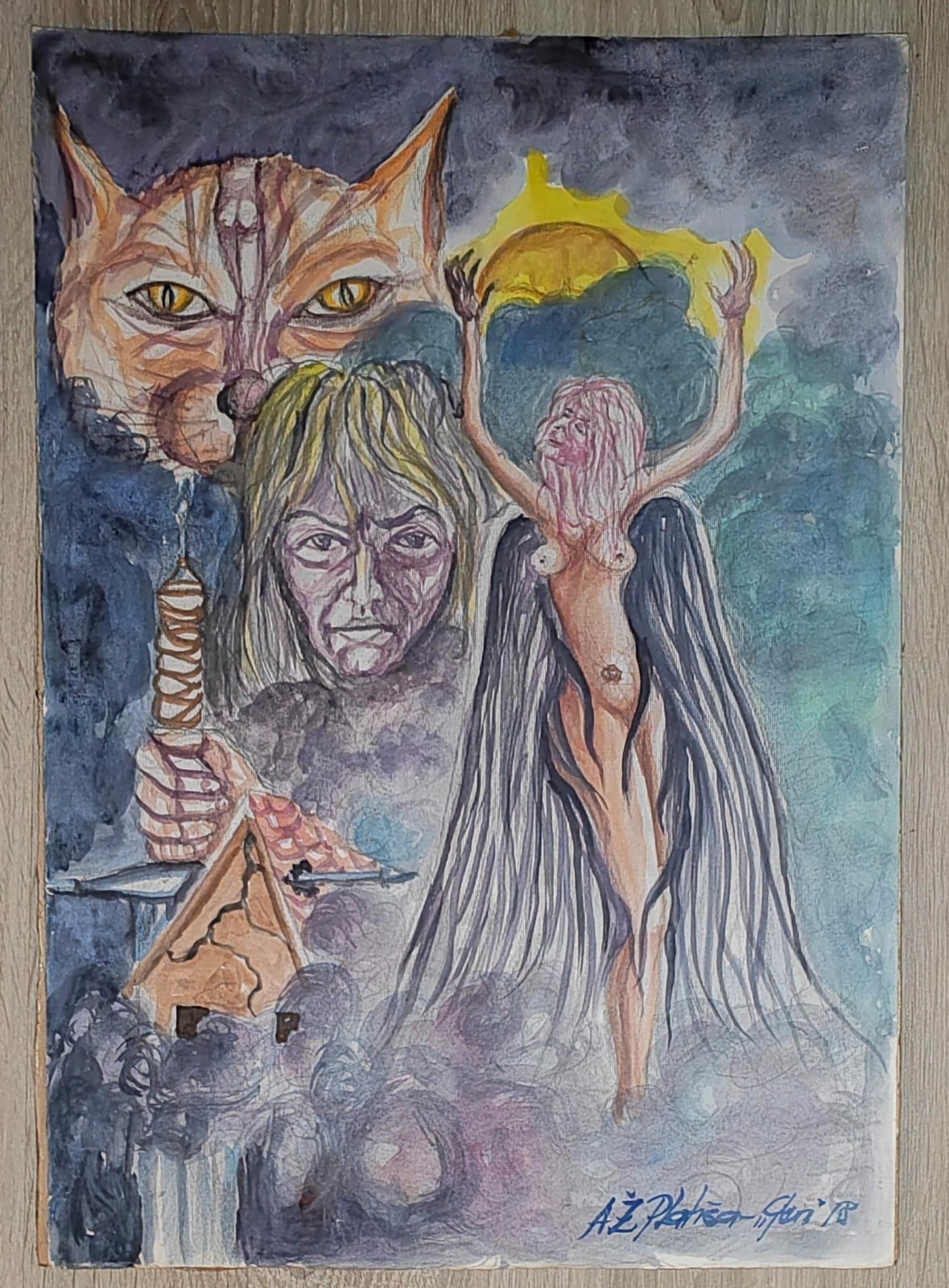 Oil Acrylic on cardboard- Ž.Platiša / 2018 year / «DREAMS»