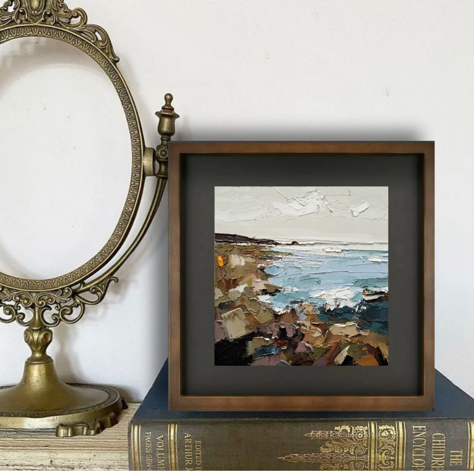 Original Oil Painting Rocky Coast Seascape Ocean Landscape Rocky Seashore Art