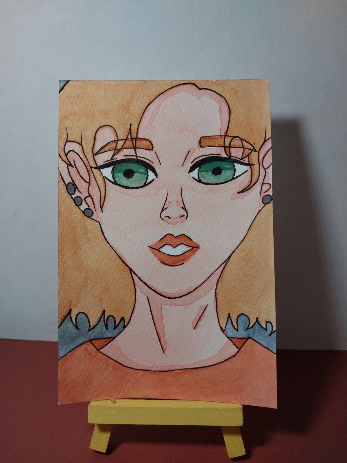 Sindy Fuhr Watercolor Painting 4×6 Inch Portrait Pop Art Title Clara