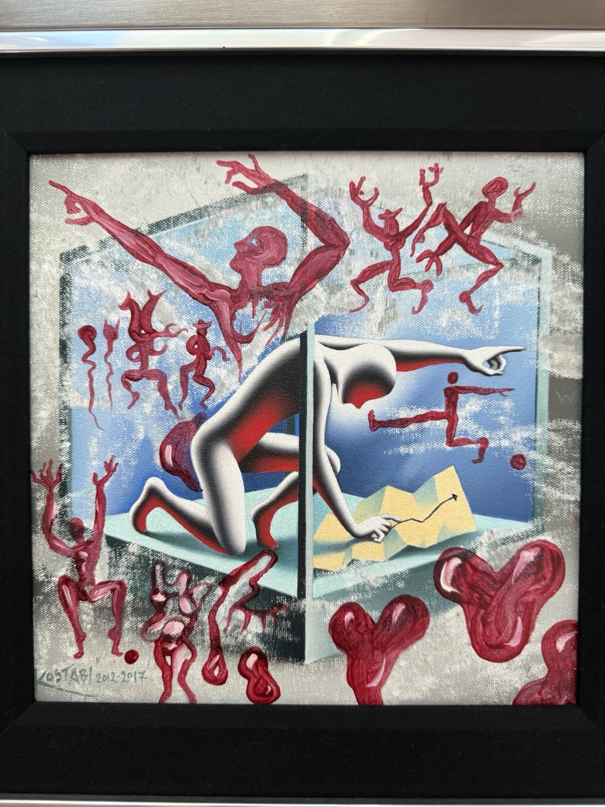 “If All Else Fails” By Mark Kostabi Original Hand-Signed Oil On Canvas